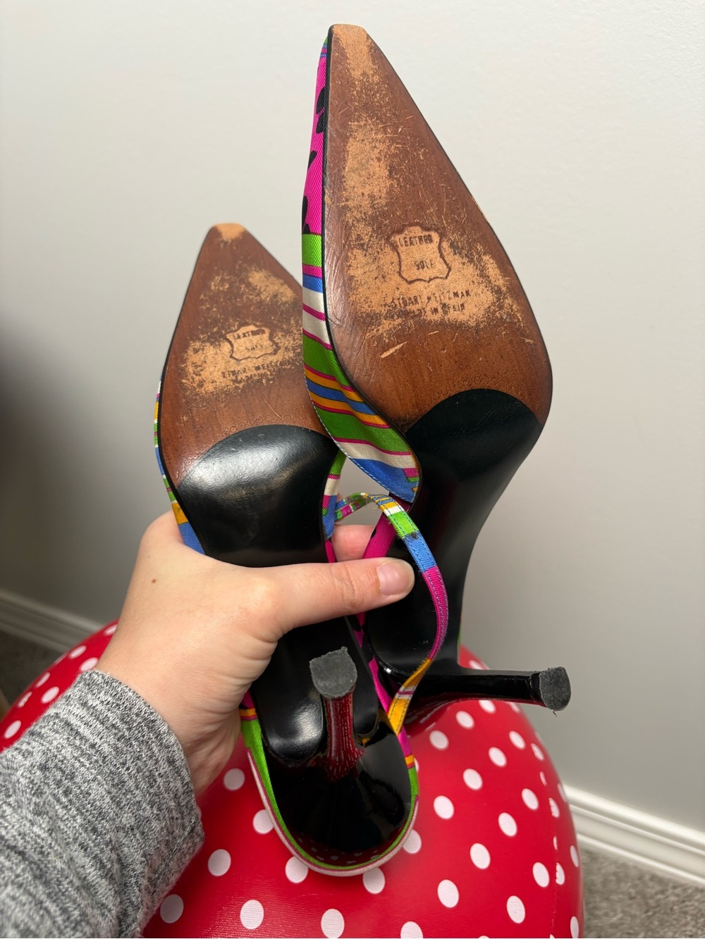 Stuart Weitzman Colorful Pattern Block Mule Heels - Picture 8 of 10